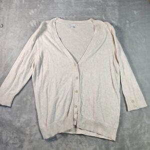 GAP SWEATER WOMEN'S Size L Cotton Blend LIGHTWEIGHT BOYFRIEND‎ CARDIGAN IN CREAM